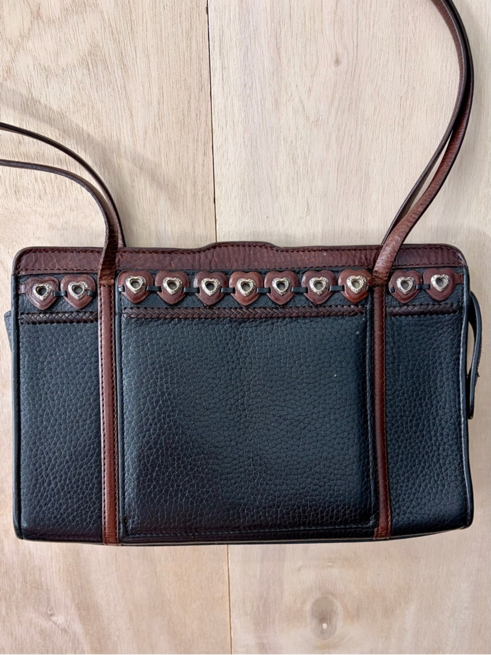Brighton Vintage Two-Tone Heart Stud Shoulder Organizer 90s C953481